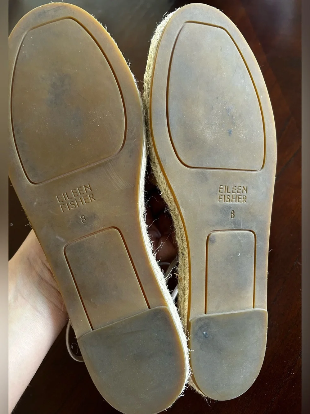 Eileen Fisher tan Wrap-Tie Espadrilles size 8